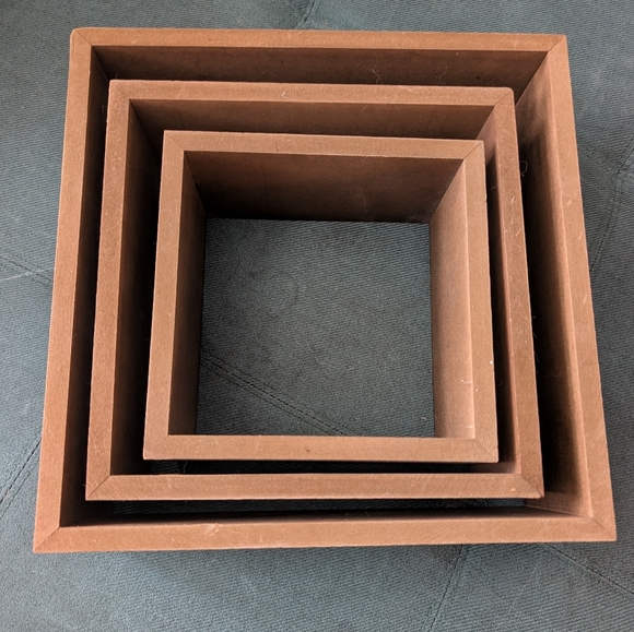 Set of 3 Grey Taupe Brown Square Nesting Boxes Shelves 12" - Picture 2 of 10